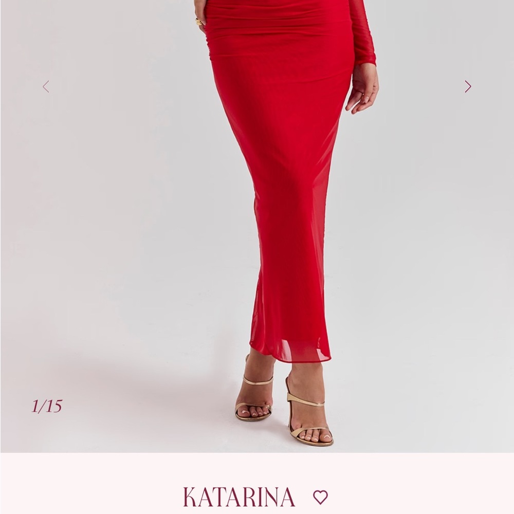 House of CB Red Long Sleeve Maxi Dress